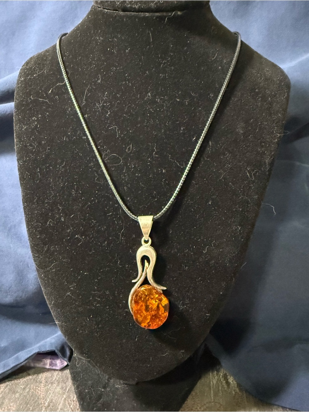 Large Baltic Amber & Sterling Silver Pendant